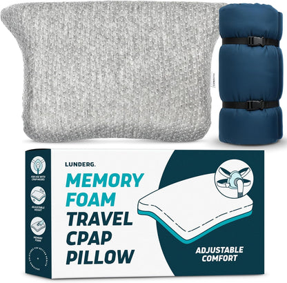 Lunderg CPAP Pillow for Side & Back Sleepers - Memory Foam with Adjustable Height - 2 Pillowcases Included (Machine Washable) - Reduce Air Leaks & Mask Pressure for Better Sleep - Works with ALL Masks