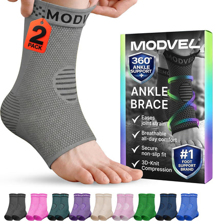 Modvel Foot & Ankle Brace Socks for Sprained Ankle Compression Sleeve - Foot Support for Women & Men - Tendonitis & Arthritis Ankle Brace Sports Running, Torn Ligaments & Women Stabilizing Ankle Wrap