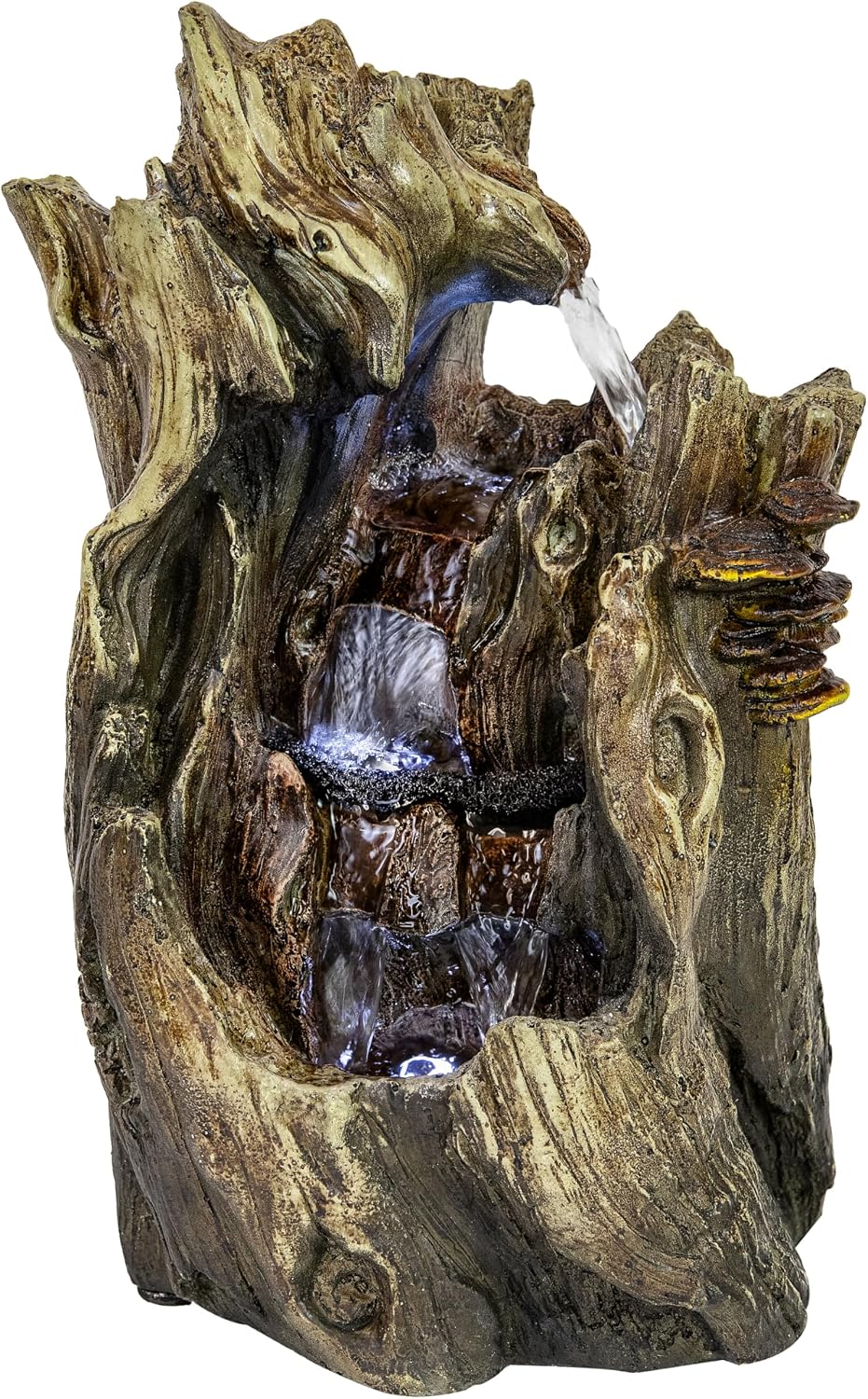Sunnydaze Cascading Caves 14-Inch Tabletop Water Fountain with LED Lights