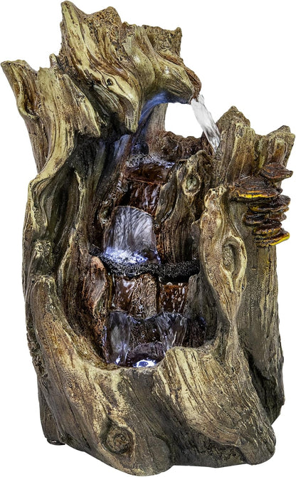 Sunnydaze Cascading Caves 14-Inch Tabletop Water Fountain with LED Lights
