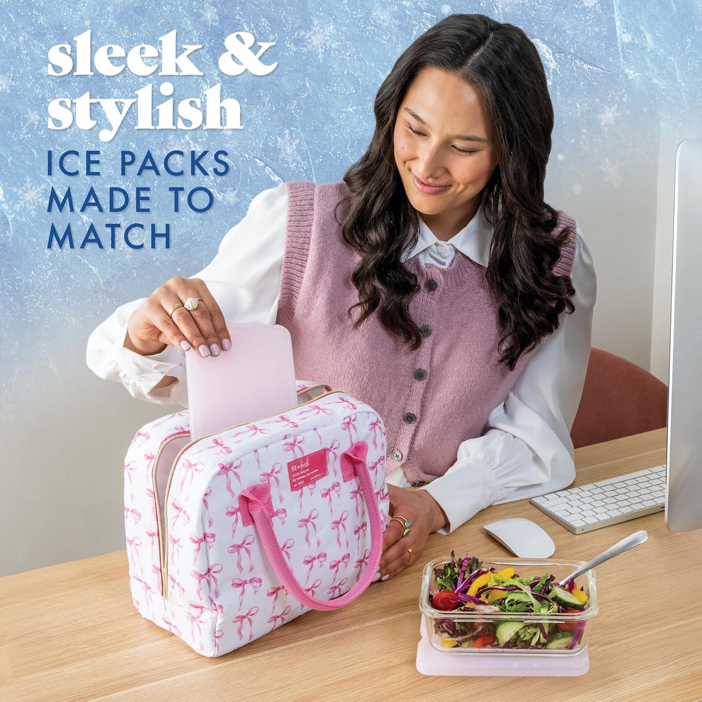 Cool Coolers by Fit & Fresh 4 Pack XL Slim Ice Packs, Quick Freeze Space Saving Reusable Ice Packs for Lunch Boxes or Coolers