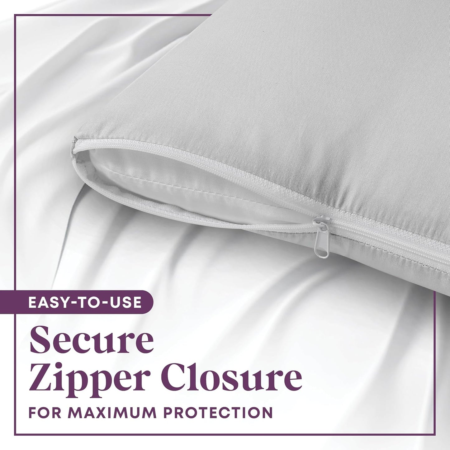 CirclesHome Pillow Protectors 4 Pack Standard Zippered - 100% Cotton Breathable Pillowcases - Protects Pillows from Dirt, Dust and Debri (Standard - Set of 4 - 20x26)