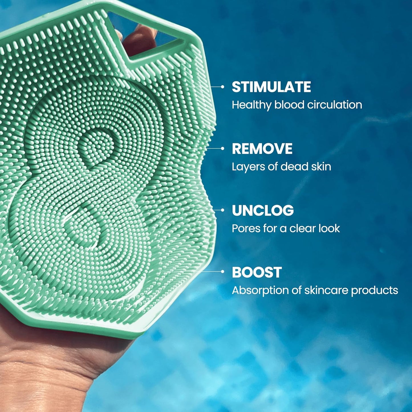 Silicone Shower Scrubber for Body – Exfoliating Loofah Alternative, Zinc & Silver-Infused, Hygienic & Gentle for Sensitive Skin, Durable & Long-Lasting Body Scrubber for Men - Sky Blue