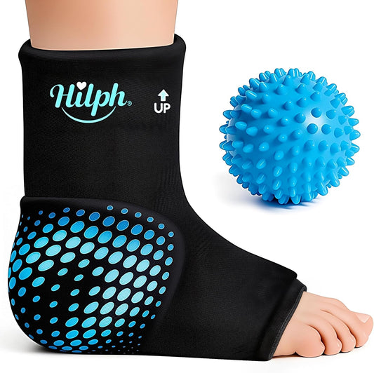 Hilph Ankle Foot Ice Pack Wrap with Massage Ball for Plantar Fasciitis