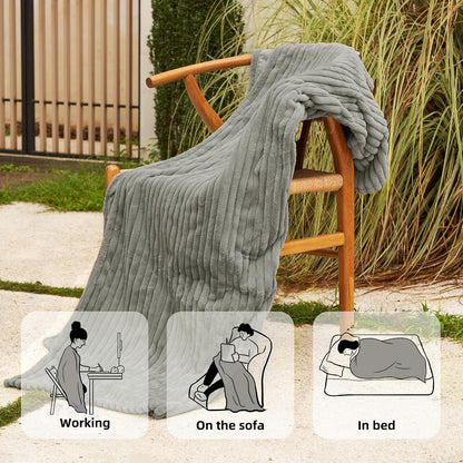 GOTCOZY Heated Throw Blanket, 50''X60'' - Soft Silky Plush Electric Blanket with 4 Heating Levels & 3 Hour Auto Off, ETL Certified, Machine Washable (Grey)