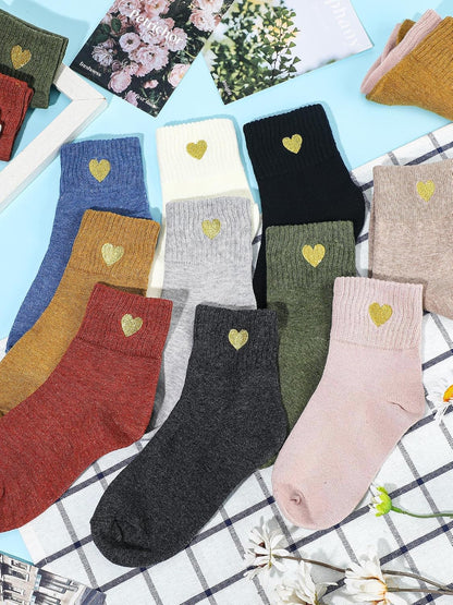 Eurzom 10 Pairs Socks Womens Crew Elastic Ankle Length Cotton Socks Aesthetic Cute Lightweight Low Cut Gifts for Women - Colors A