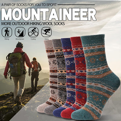 EBMORE Merino Wool Socks for Women Hiking Thermal Warm Winter Thick Boot Cozy Crew Comfy Work Socks for Ladies 5 Pairs