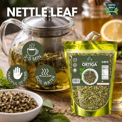 Green Royalty Ortiga (Nettle Leaf) Herbal Tea – Natural Dried Nettle Leaf for Tea & Infusions – 4 oz (114 g)