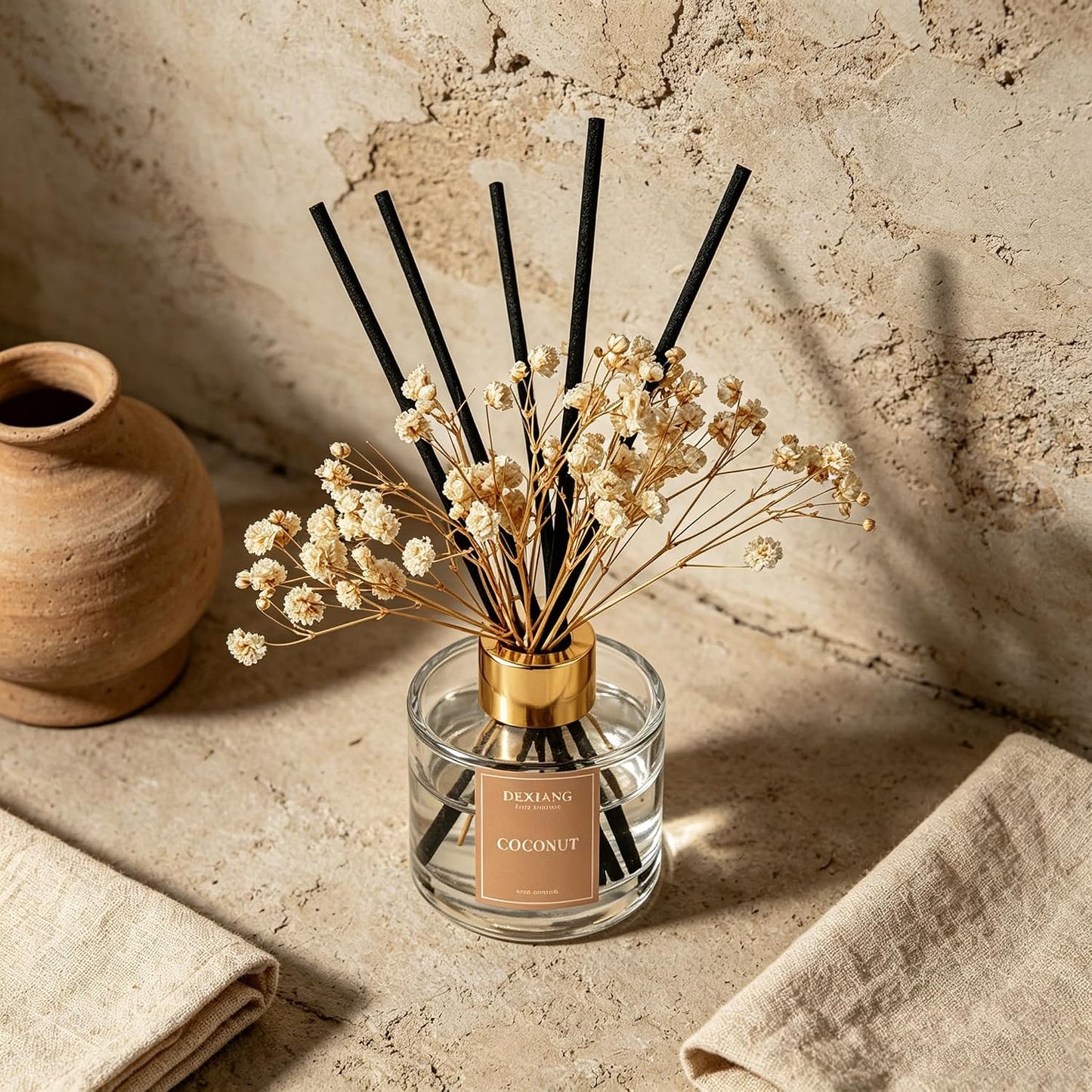 Reed Diffuser Set, Coconut 3.38 fl oz Oil Home Fragrance Bathroom Decor