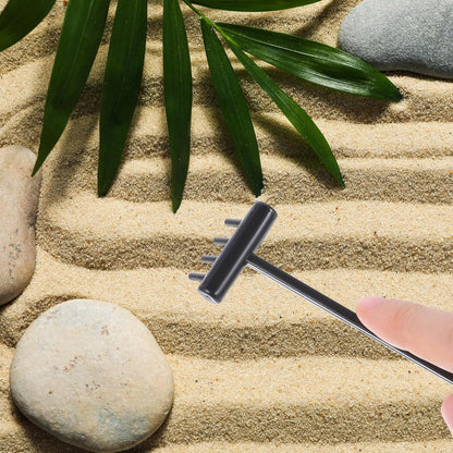 JJUNW Mini Zen Garden Kit, 6 Pcs Zen Garden Rake Tools Sand Casting Kit, Sand Zen Garden, Meditation Accessories for Home Office Desk Garden Decor
