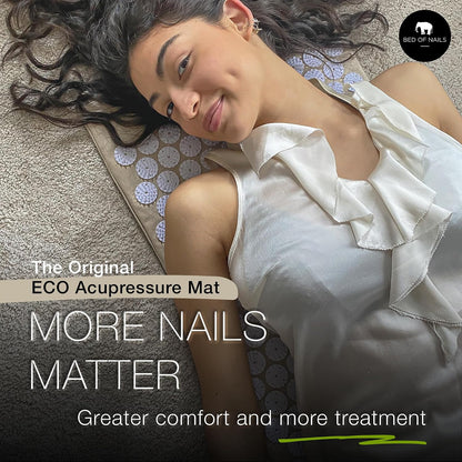 Bed of Nails ECO Set – Original Bon Acupressure Design with 10962 Precision Nails, Mat: 28.5 x 16.5 x 1", Pillow: 14.5 x 6 x 4"