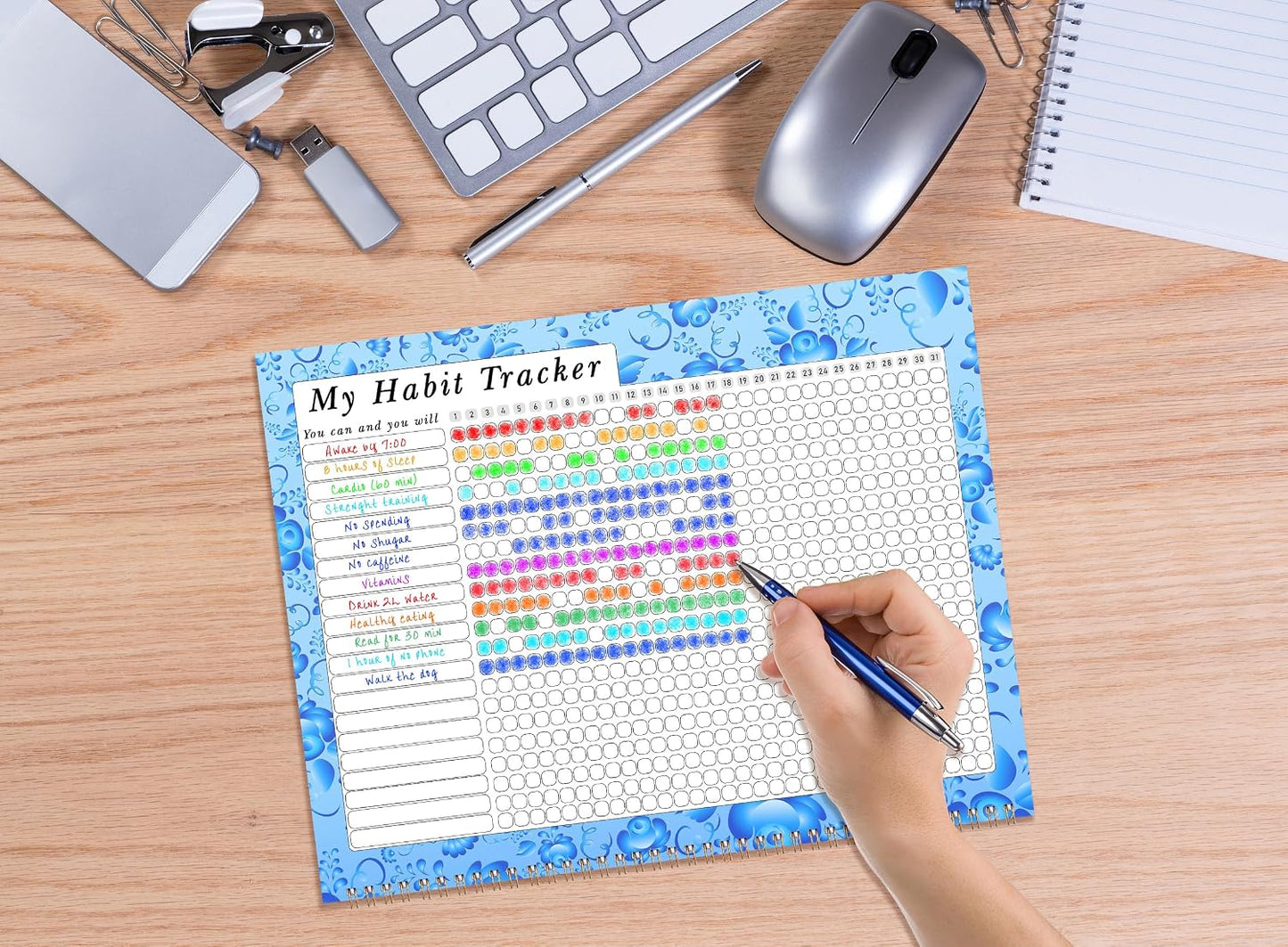 2027 Monthly Desktop/Wall Calendar/Planner - Habit Tracker - Daily, Weekly & Monthly Goal Motivational Habit Tracking Journal Inspirational - (Edition #019)