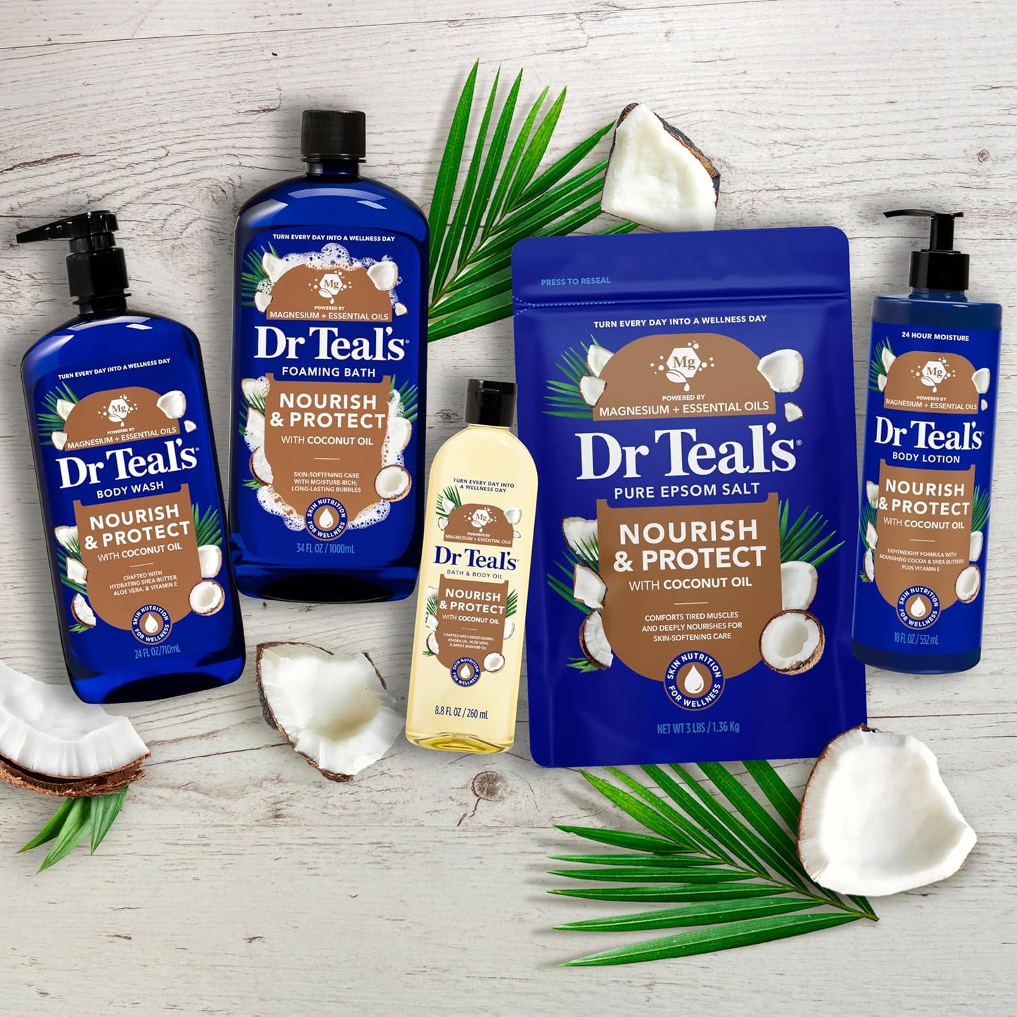 Dr Teal's Epsom Salt Magnesium Soak, Nourish & Protect with Coconut Oil, 3 lbs
