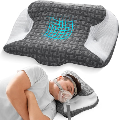 Sleep Apnea Pillow for Cpap Users, Ergonomic Adjustable Memory Foam Cpap Pillows for Side and Back Sleepers, Reducing Air Leaks and Mask Pressure