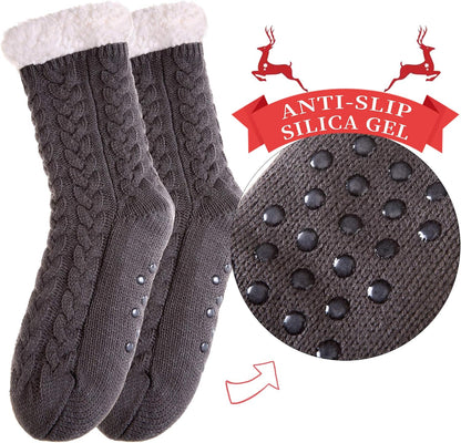 SDBING Women's Winter Super Soft Warm Cozy Fleece Lined Fuzzy Slipper Socks with Grippers