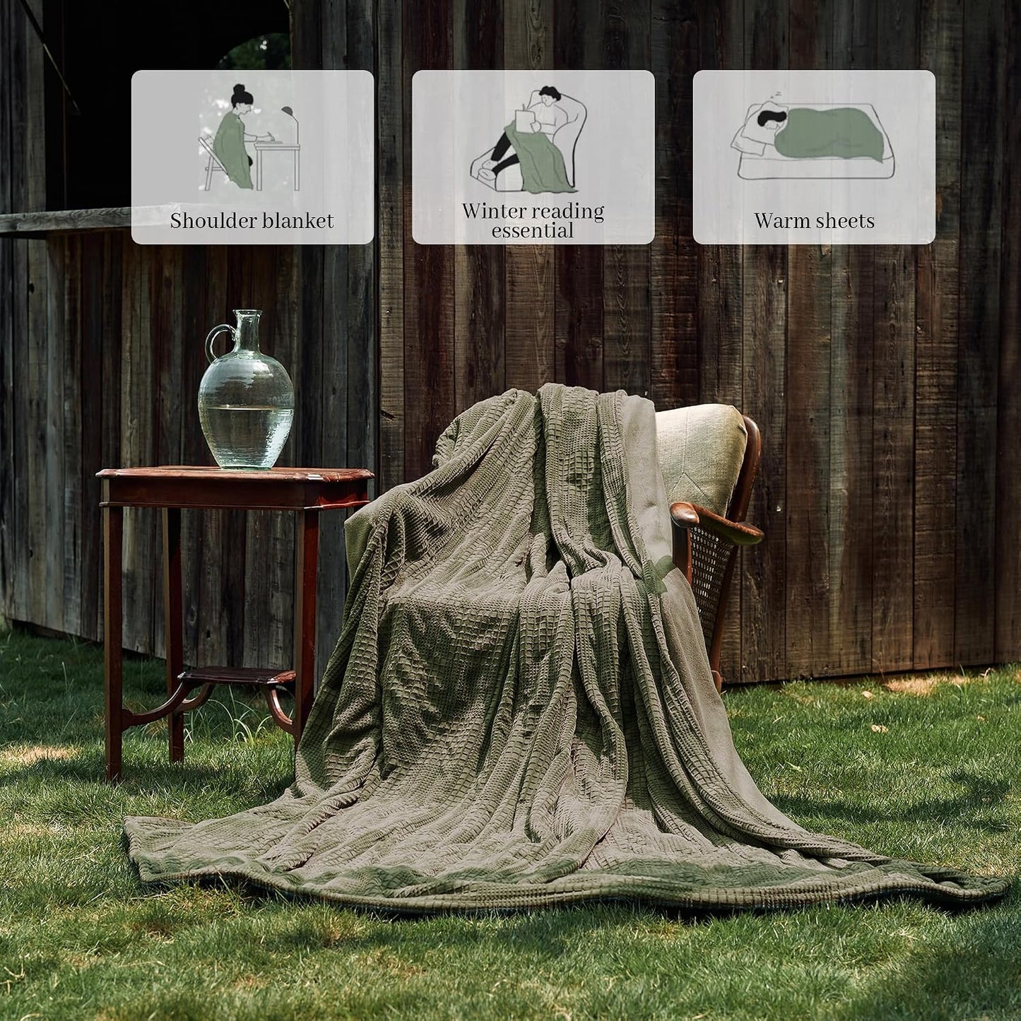 Texciting Heated Blanket Electric Blanket Throw 50''X60''-Heating Throw with 9 Heat Settings-2-10 Hours Auto Off,ETL Certified,Machine Washable (Green)