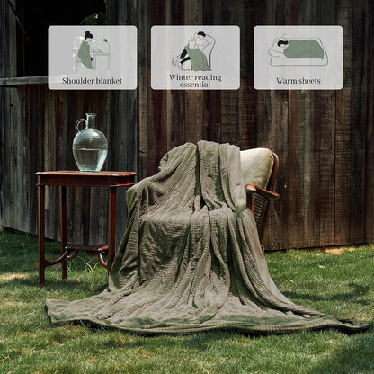 Texciting Heated Blanket Electric Blanket Throw 50''X60''-Heating Throw with 9 Heat Settings-2-10 Hours Auto Off,ETL Certified,Machine Washable (Green)