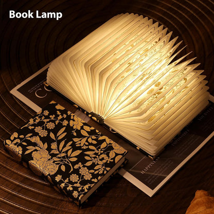 Book Lover Gift, Folding Book Lamp Decor, Portable Print Book Light