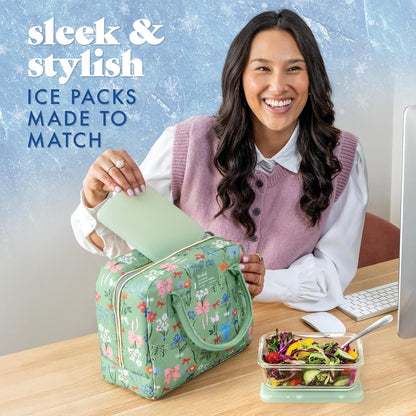 Cool Coolers by Fit & Fresh 4 Pack XL Slim Ice Packs, Quick Freeze Space Saving Reusable Ice Packs for Lunch Boxes or Coolers
