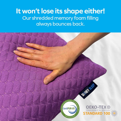 Sidney Sleep Adjustable Curved Pillows for Neck and Shoulder Support with Extra Shredded Fill - Cervical Contour Pillow for Side and Back Sleepers - Queen Size 19" x 29" CertiPUR-US Certified (White)