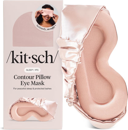 Kitsch Contour Pillow Eye Mask – Softer Than Silk Eye Masks for Sleep, Blindfold Sleep Masks for Women & Men, No Eye Pressure, Lightweight, Eye Care, Travel Essentials - Charcoal