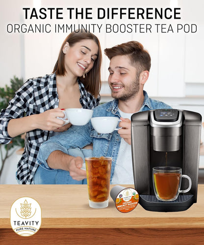 Organic Ginger Tea Pod with Echinacea, Turmeric, and Licorice for Keurig, Decaf by Teavity (12 Tea Pods)
