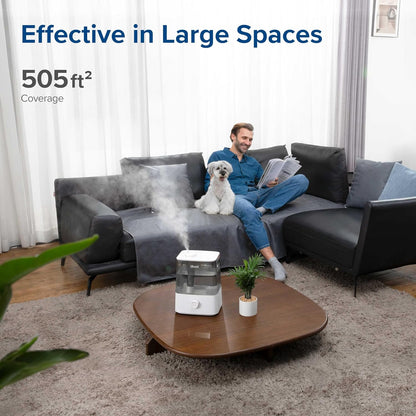 LEVOIT Humidifiers for Bedroom Large Room Home, (6L) Cool Mist Top Fill Essential Oil Diffuser for Baby & Plants, Smart App & Voice Control, Rapid Humidification & Auto Mode - Quiet Sleep Mode, Gray