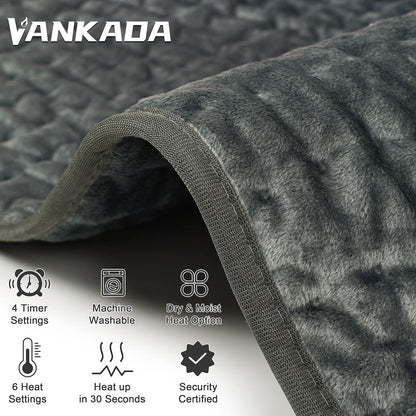 Heating Pad Electric Heat Pad, Hot Heated Pad,Multiple Temp and Timer Settings,Suitable for Shoulders, Neck, arms, Abdomen, Back, Legs, etc. (Silver Gray, 24"X12")