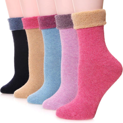 EBMORE 5 Pairs Women Merino Wool Boot Socks Warm Thermal Winter Thick Hiking Cozy Cabin Crew Comfy Socks for Ladies