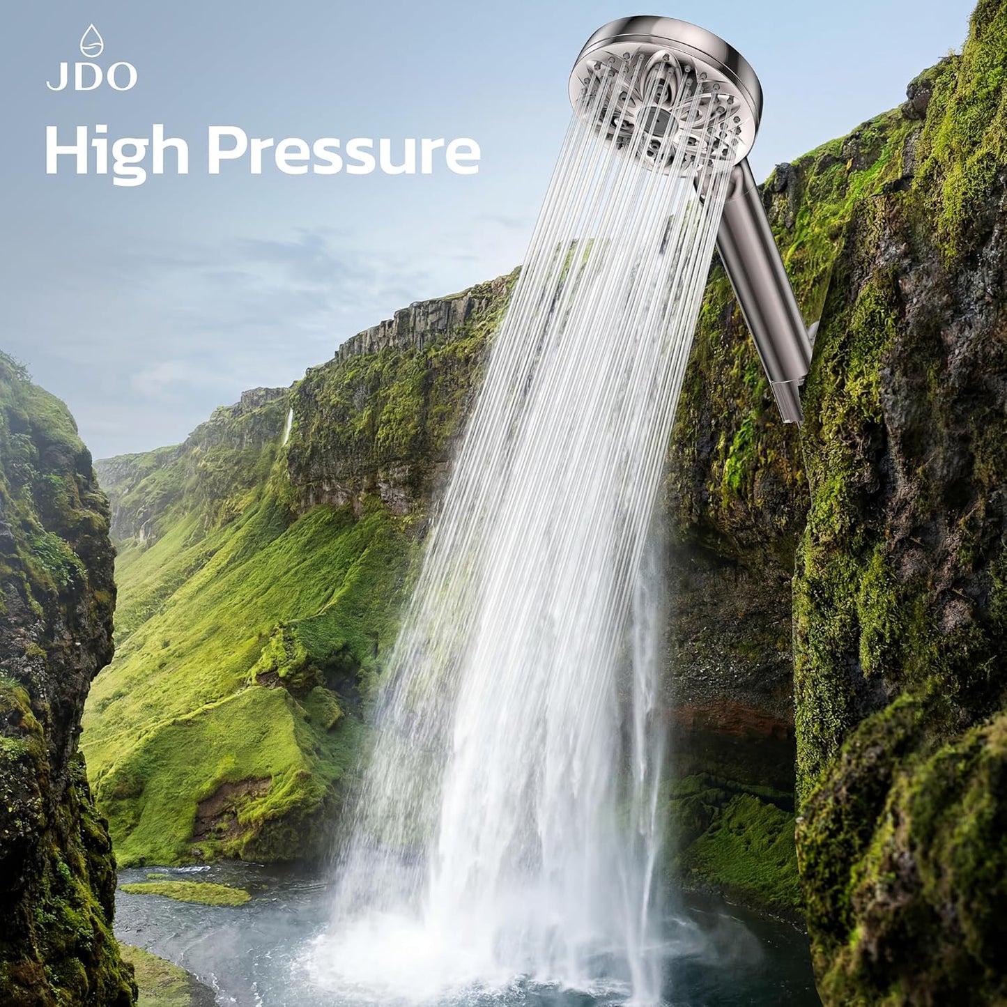 6-Setting Shower Head with Handheld, JDO High Pressure Hand held Shower Head, 4.7 Inch Chrome Detachable Showerhead Set with 59 Inch Stainless Steel Hose and Adjustable Showerhead Holder