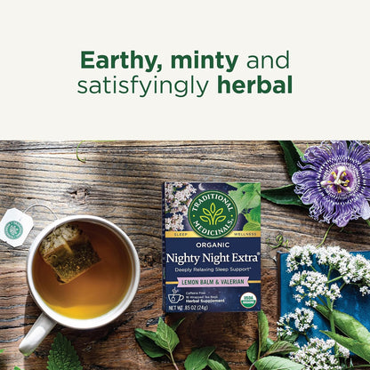 Traditional Medicinals Organic Nighty Night Extra Tea With Valerian Root for Relaxation, 16 Tea Bags (Pack of 1)