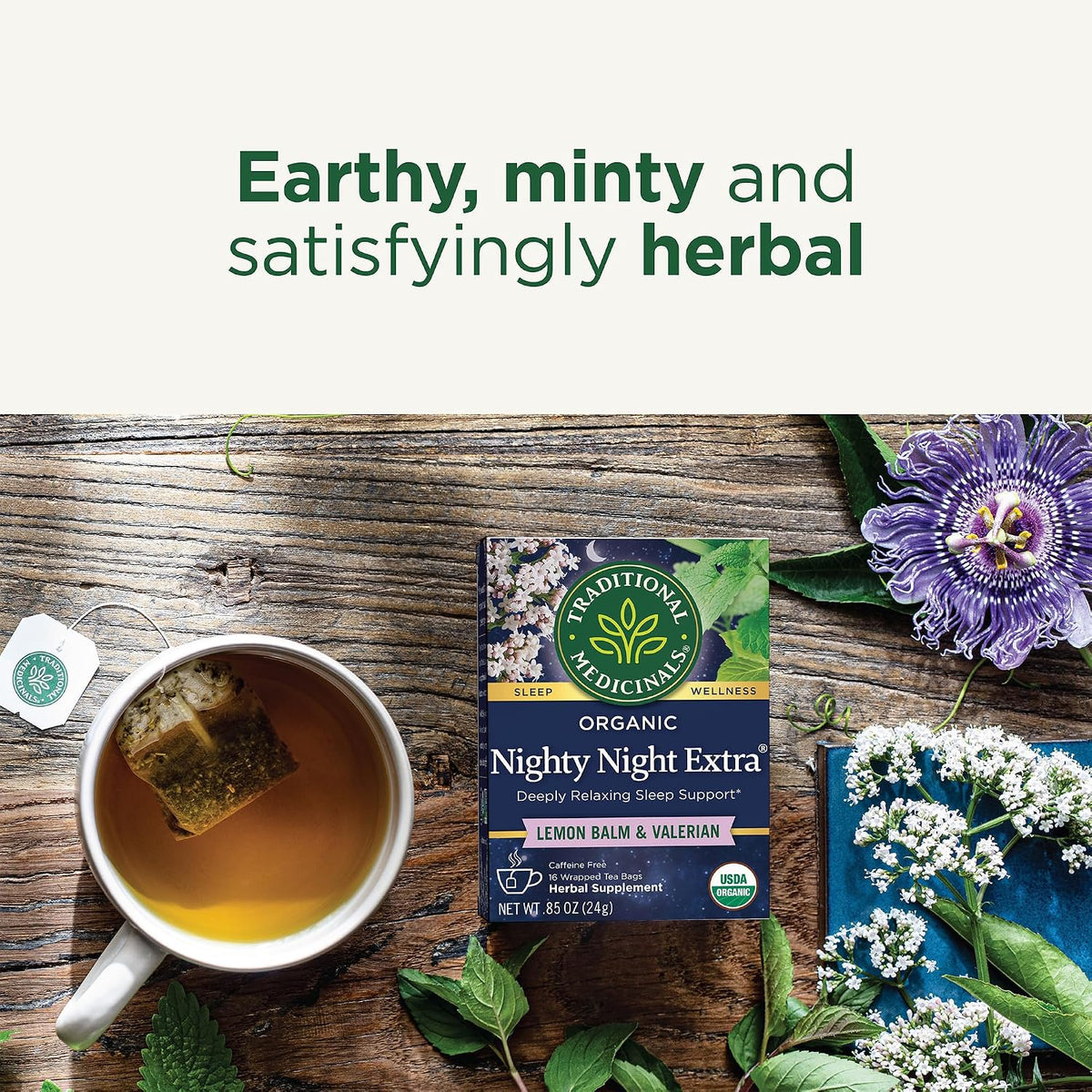 Traditional Medicinals Tea, Organic Nighty Night Extra, Promotes a Good Night's Sleep, 16 Tea Bags (Pack of 2)