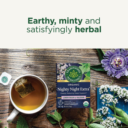 Traditional Medicinals Tea, Organic Nighty Night Extra, Promotes a Good Night's Sleep, 16 Tea Bags (Pack of 2)