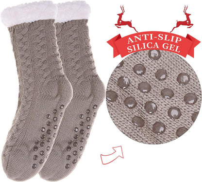 SDBING Women's Winter Super Soft Warm Cozy Fleece Lined Fuzzy Slipper Socks with Grippers
