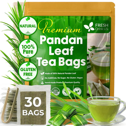 FreshDrinkUS, Premium Pandan Leaf Tea, 30 Count, Pure, Caffeine Free