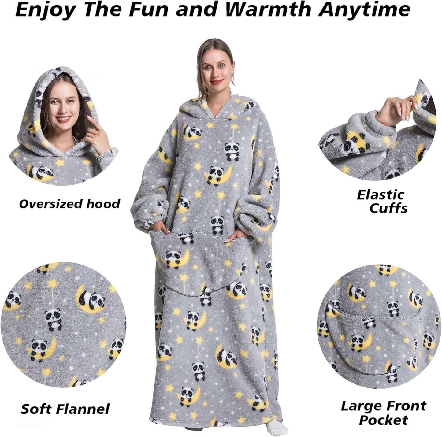Capecage Blanket Hoodie, Long Hooded Blanket Sweatshirt as Birthday Gifts for Women Men, Long Wearable Blanket for Women Men.