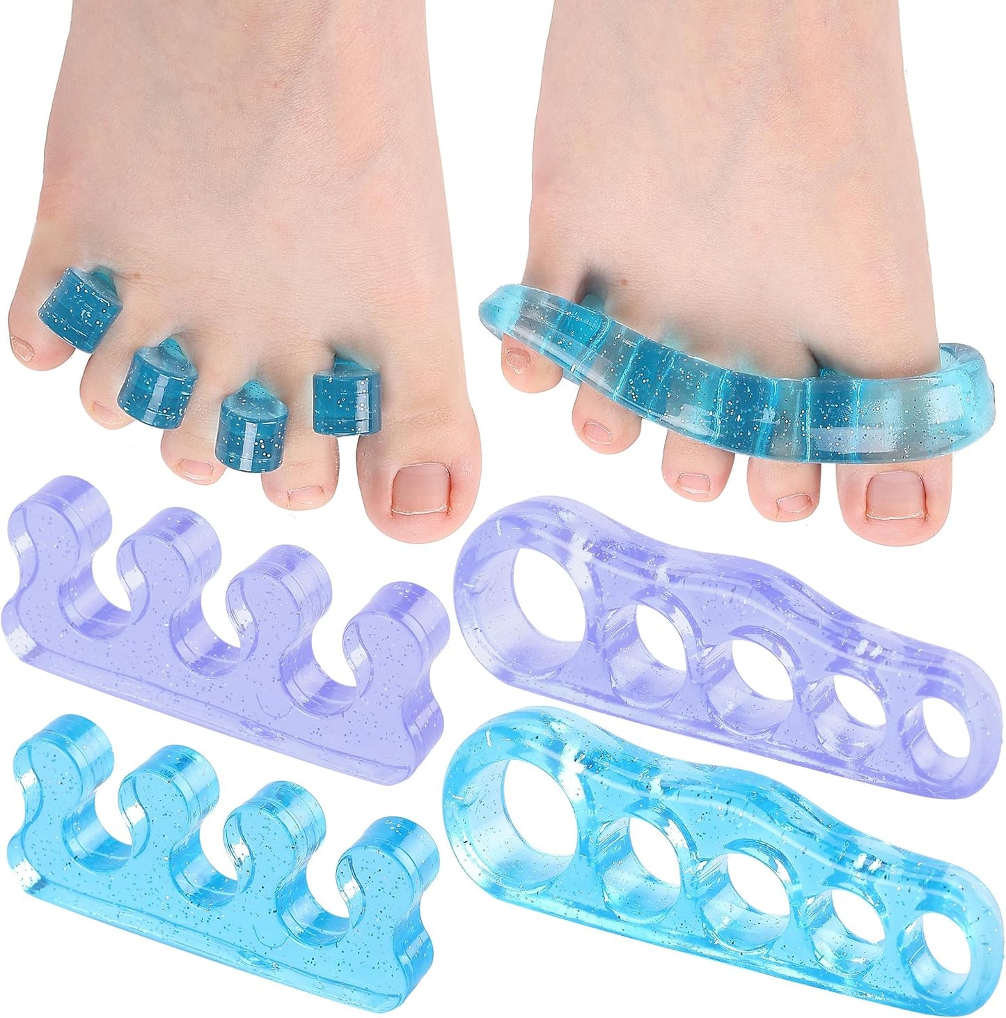 DR. JK- ToePal Gel Toe Separator, 2 Pairs, Toe Spacers, Toe Straightener, Hammer Toe Straightener, Toe Spreader, Toe Stretcher, Toe Corrector for Women and Men, Bunion Corrector