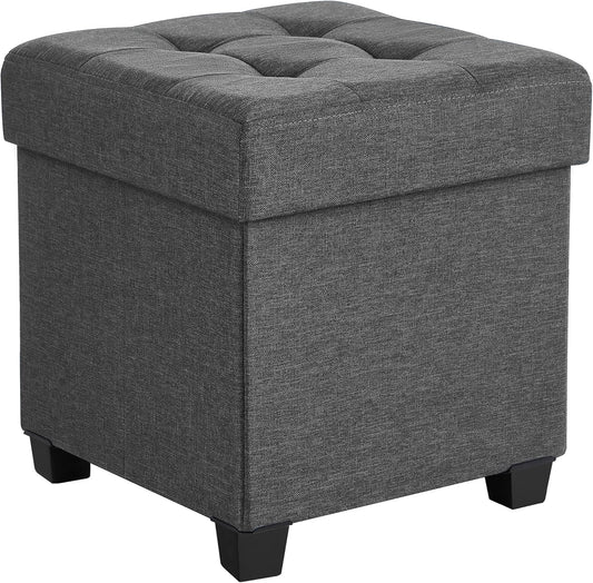 SONGMICS Storage Ottoman, Small Ottoman Foot Rest with Legs, 12.6 x 15.7 x 13.2 Inches Foot Stool, Load up to 660 lb, for Living Room, Bedroom, Dorm, Slate Gray ULSF012G01