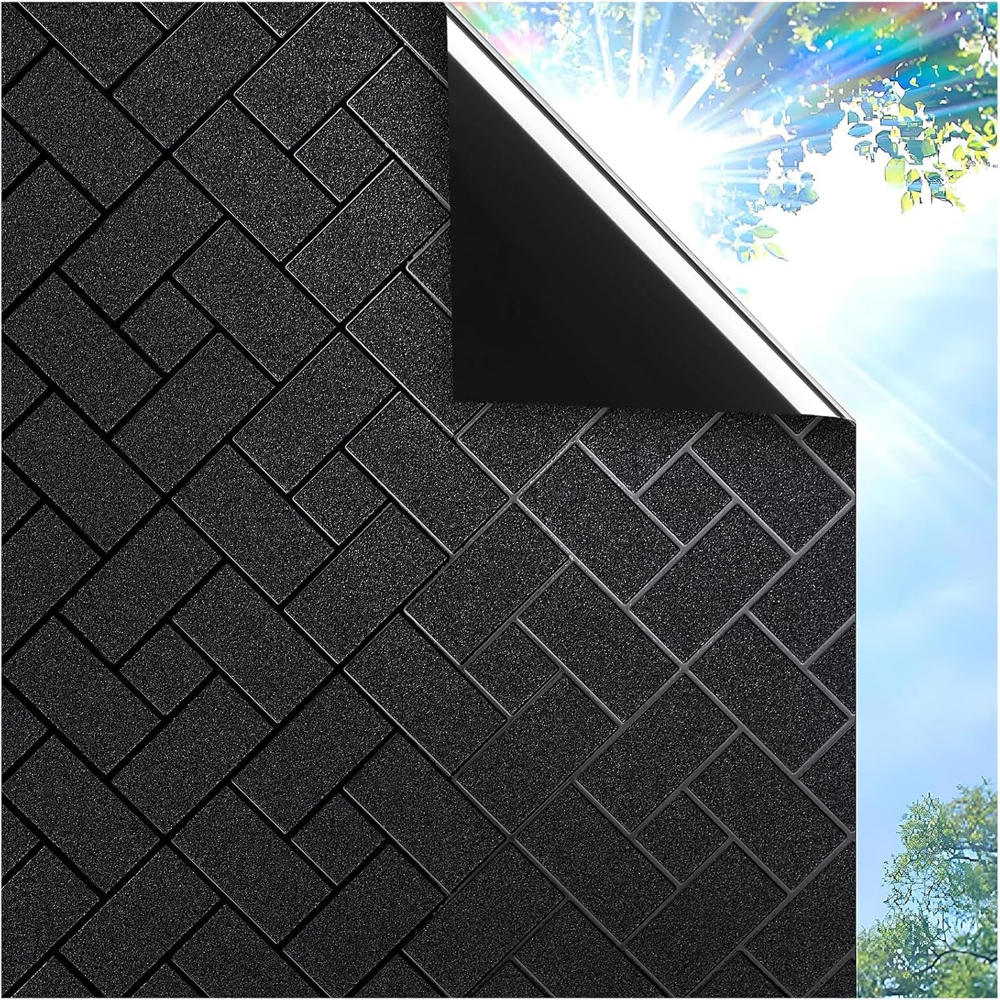 Coavas One Way Privacy Window Film, Heat Control Window Tint for Home, Sun Blocking Reflective Window Film See Out Not in, Anti UV Static Cling for Windows Office Door (Black, 17.5 Inch X 6.5 Feet)