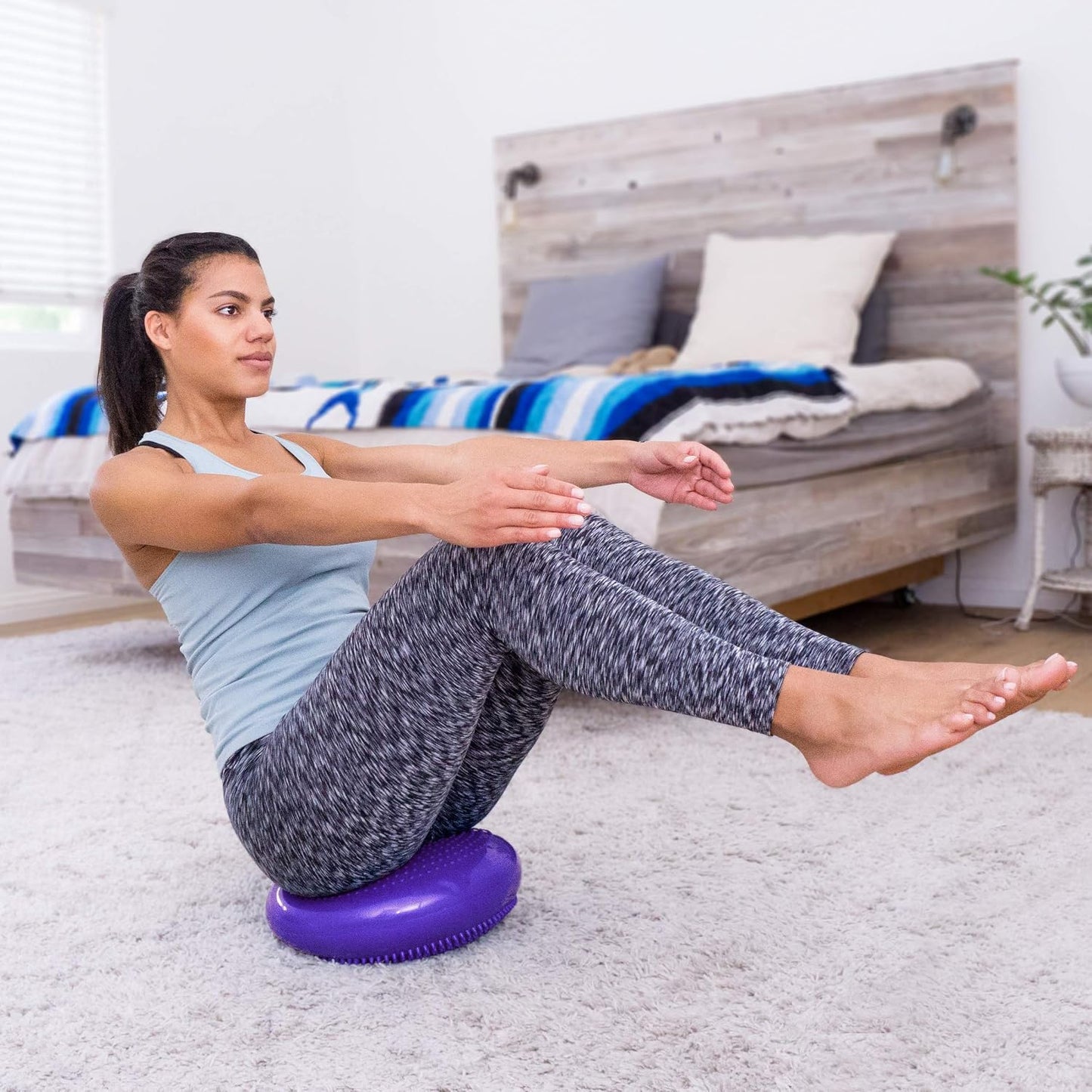 ProsourceFit Core Balance Disc Trainer, 14” Diameter with Pump for Fitness, Balance Training, or Seating; Wobble Board for Core Stability; Flexible Floor Cushions