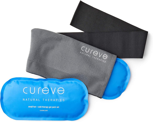 Reusable Ice Packs for Injuries – Hot & Cold Therapy Gel Pack Set of 2 with Wrap for Knee, Neck, Foot, Ankle, TMJ & Headaches by Cureve – Small Flexible Cold Compress for Plantar Fasciitis & Cramps