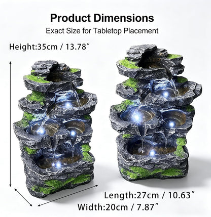 4-Tiered Outdoor Tabletop Water Fountain 17.9”
