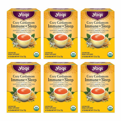 Yogi Cozy Cardamom Immune and Sleep Tea, 16 Tea Bags (6 Pack)