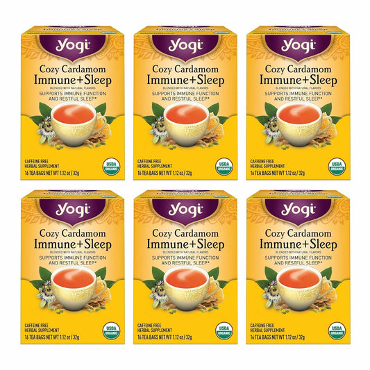 Yogi Cozy Cardamom Immune and Sleep Tea, 16 Tea Bags (6 Pack)