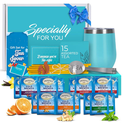 Modern Elegance Tea Tumbler Gift Set for Women, Teal