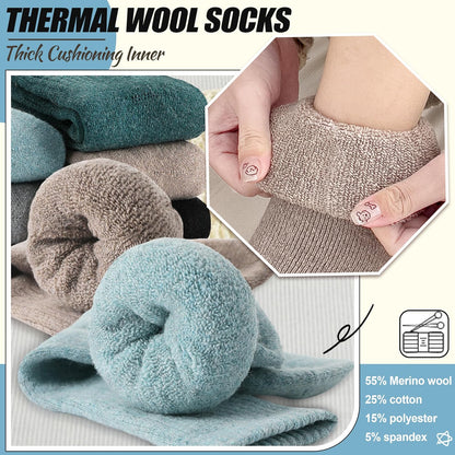 EBMORE Merino Wool Socks for Women Hiking Thermal Warm Winter Thick Boot Cozy Crew Comfy Work Socks for Ladies 5 Pairs