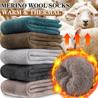 MOGGEI 5 Pairs Womens Merino Wool Socks Hiking Warm Winter Thick Thermal Crew Cozy Cabin Ladies Gift Comfy Boot Work Socks
