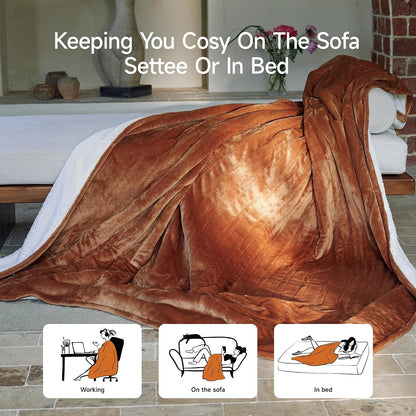 GOTCOZY Heated Throw Blanket, 50''X60'' - Soft Silky Plush Electric Blanket with 4 Heating Levels & 3 Hour Auto Off, ETL Certified, Machine Washable (Grey)