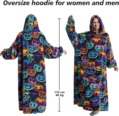 Capecage Blanket Hoodie, Long Hooded Blanket Sweatshirt as Birthday Gifts for Women Men, Long Wearable Blanket for Women Men.