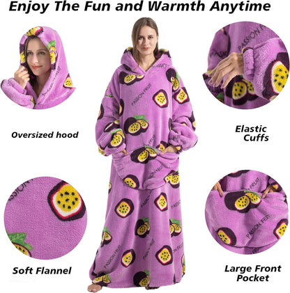 Capecage Blanket Hoodie, Long Hooded Blanket Sweatshirt as Birthday Gifts for Women Men, Long Wearable Blanket for Women Men.
